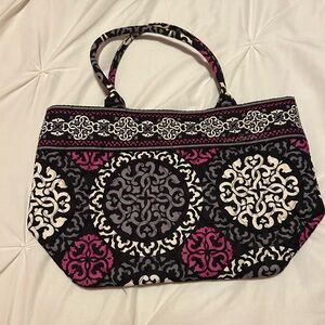 Vera Bradley Black and Pink Patterned Tote Bag